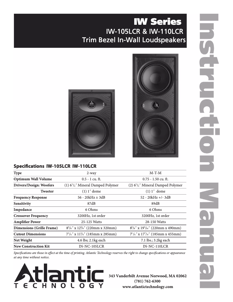 Imagen de la primera página del manual del dispositivo IW-110LCR