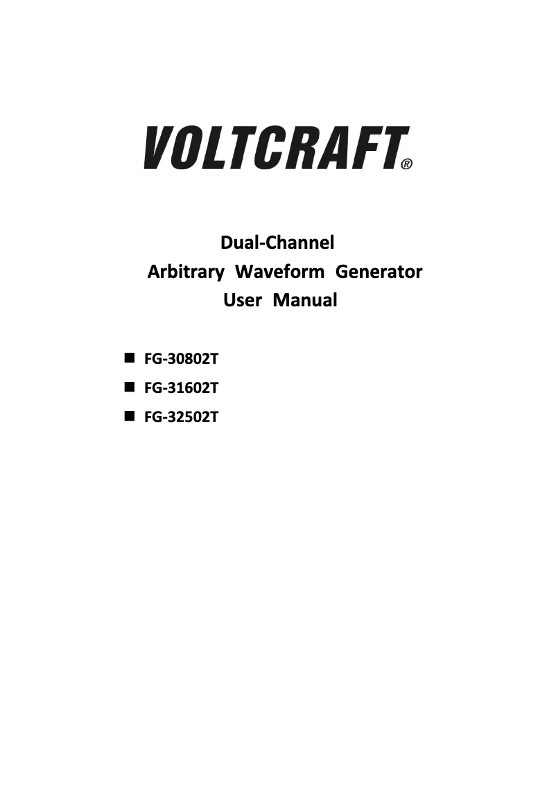Página nº 1 - Manual de usuario Voltcraft FG-32502T