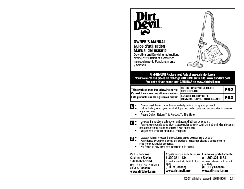 Página 1 del manual Manual de usuario Dirt Devil Sd40100 Featherlite