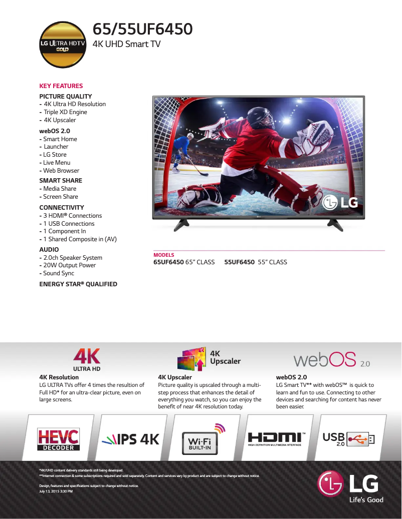 Imagen de la primera página del manual del dispositivo 65UF6450