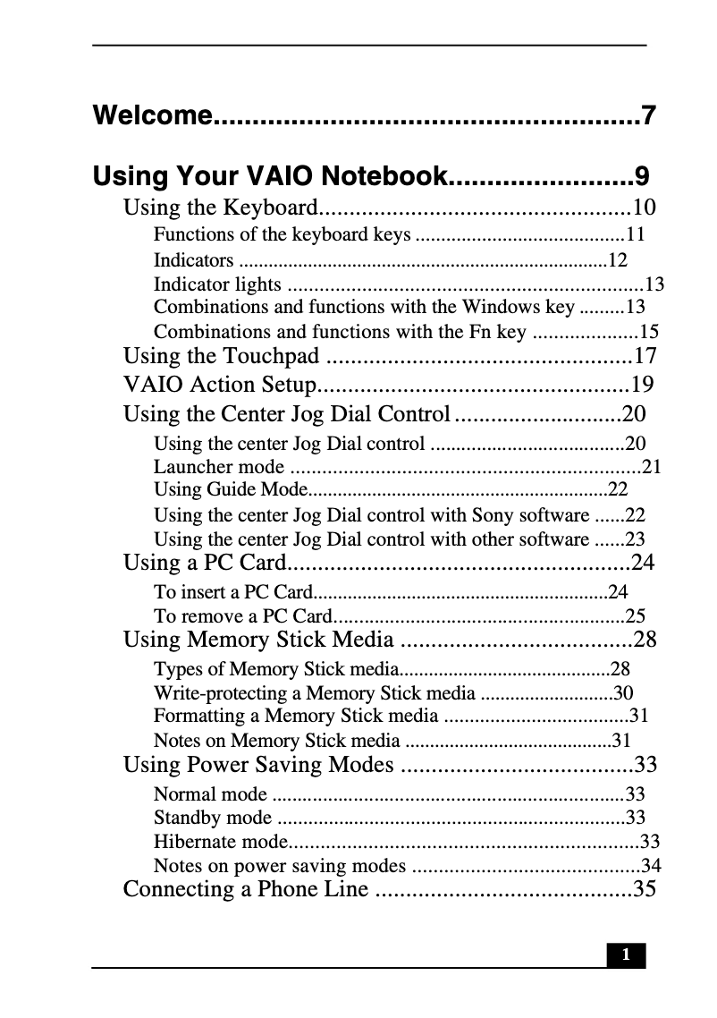 Imagen de la primera página del manual del dispositivo Vaio PCG-R505DL