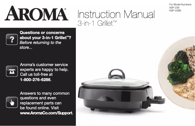 Imagen de la primera página del manual del dispositivo 3-in-1 Grillet ASP-238B