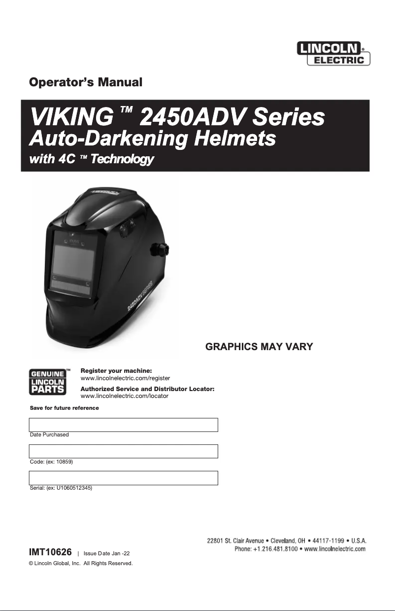 Página nº 1 - Manual de usuario Lincoln Electric VIKING 2450 ADV