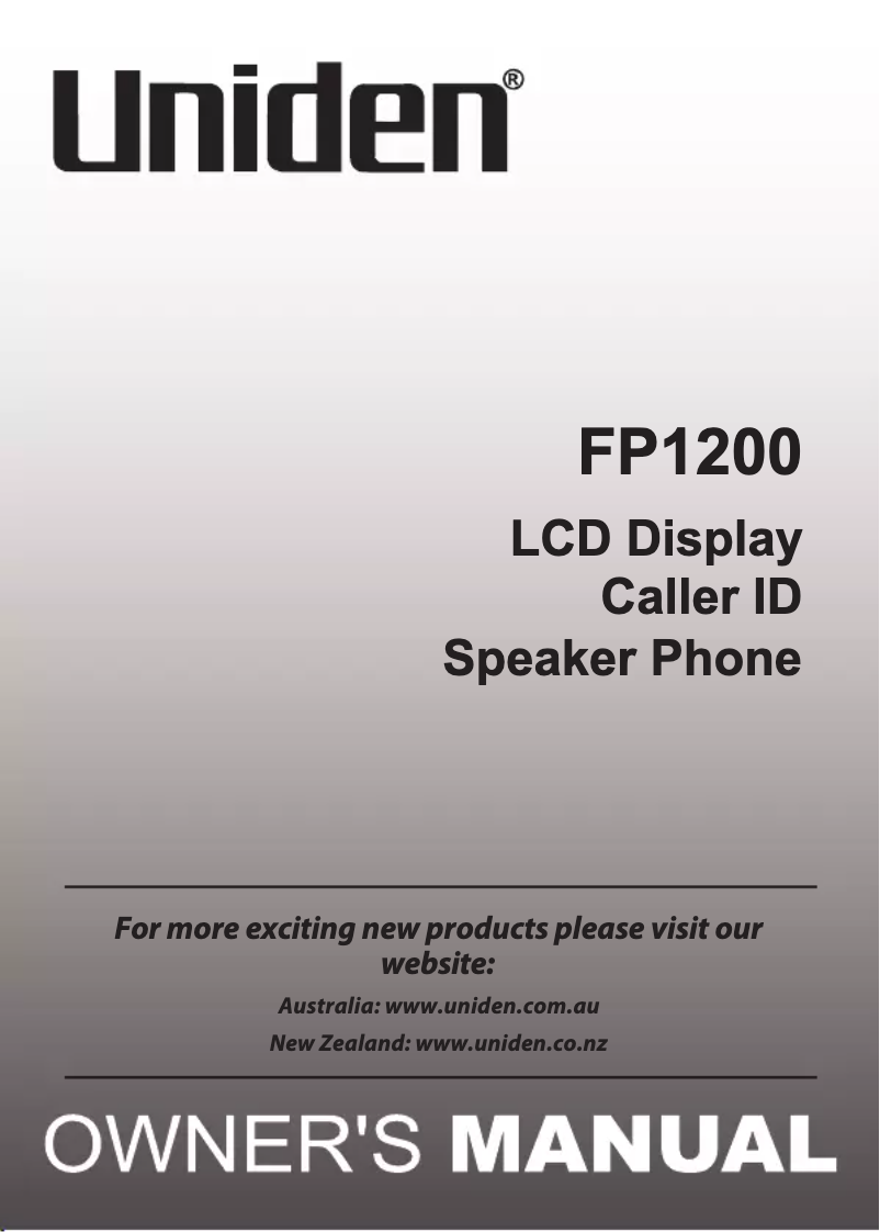 Página 1 del manual Manual de usuario Uniden FP 1200