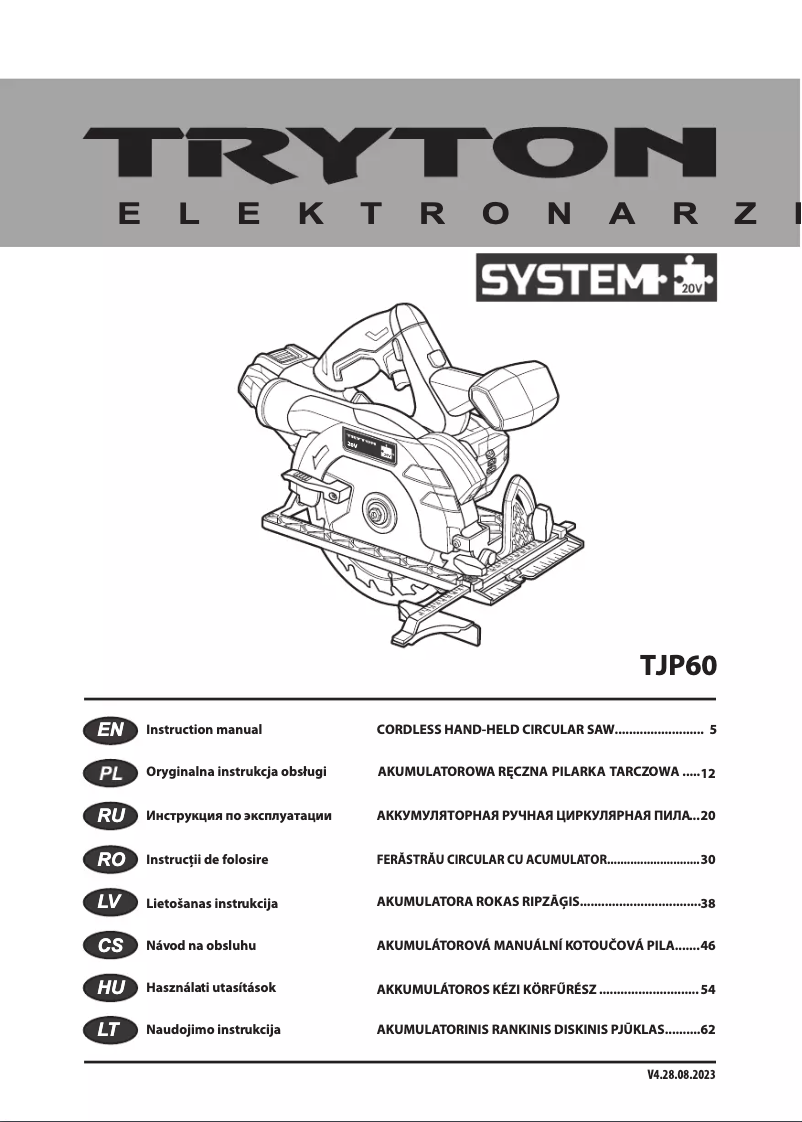 Imagen de la primera página del manual del dispositivo TJP60