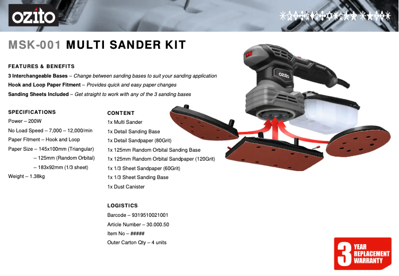 Página nº 1 - Ficha técnica Ozito MSK-001