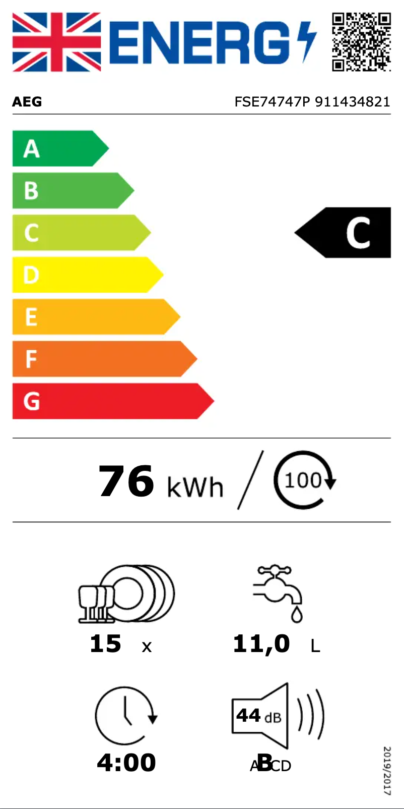 Página nº 1 - Etiqueta energética AEG FSE74747P
