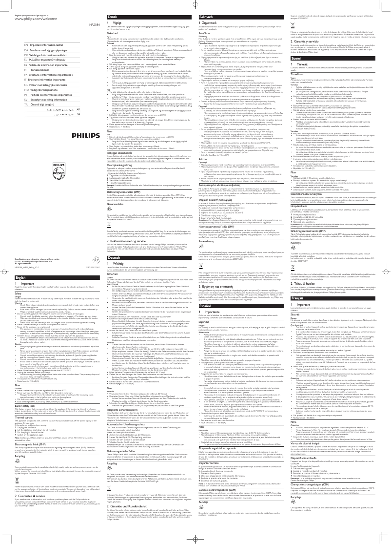 Página 1 del manual Manual de usuario Philips Pure Essentials Collection HR2084