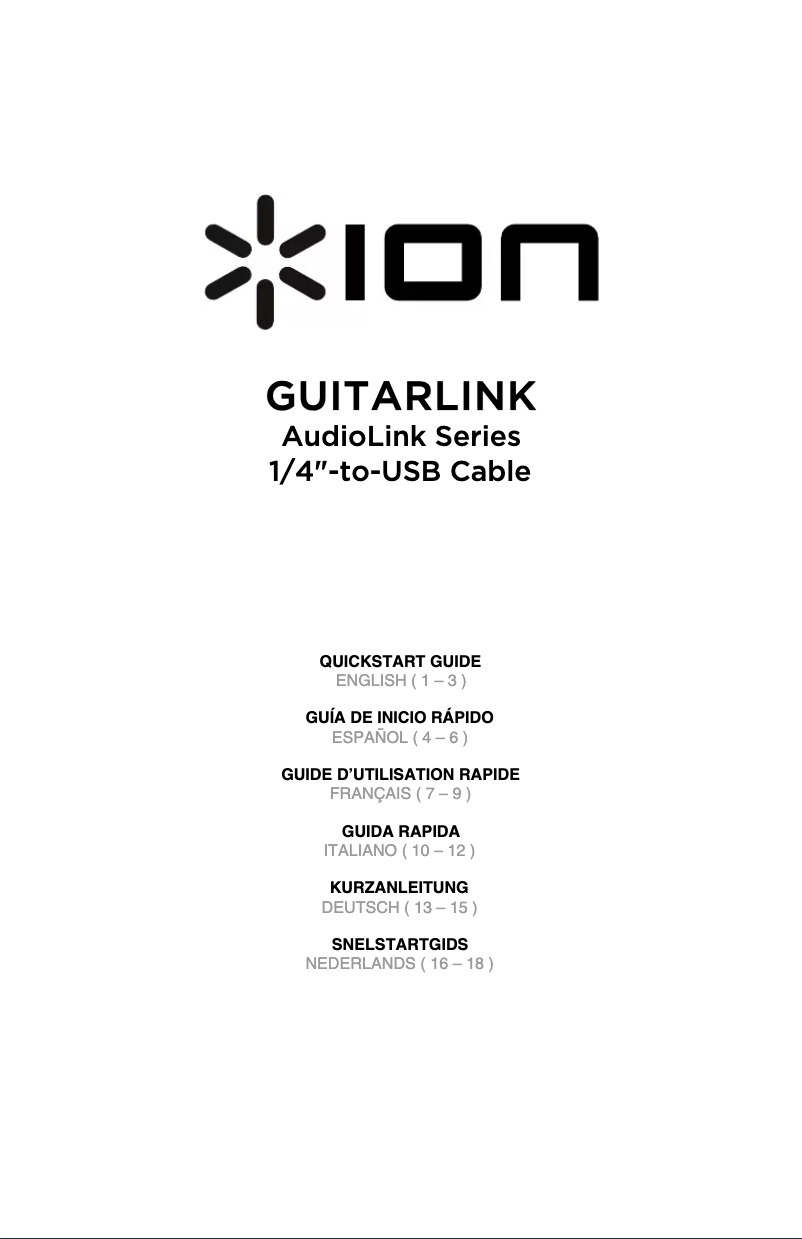 Imagen de la primera página del manual del dispositivo GuitarLink