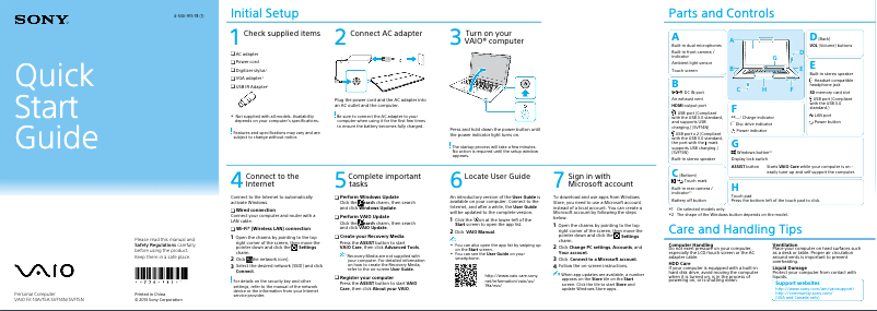 Imagen de la primera página del manual del dispositivo Vaio Fit 15 SVF15N27CDB