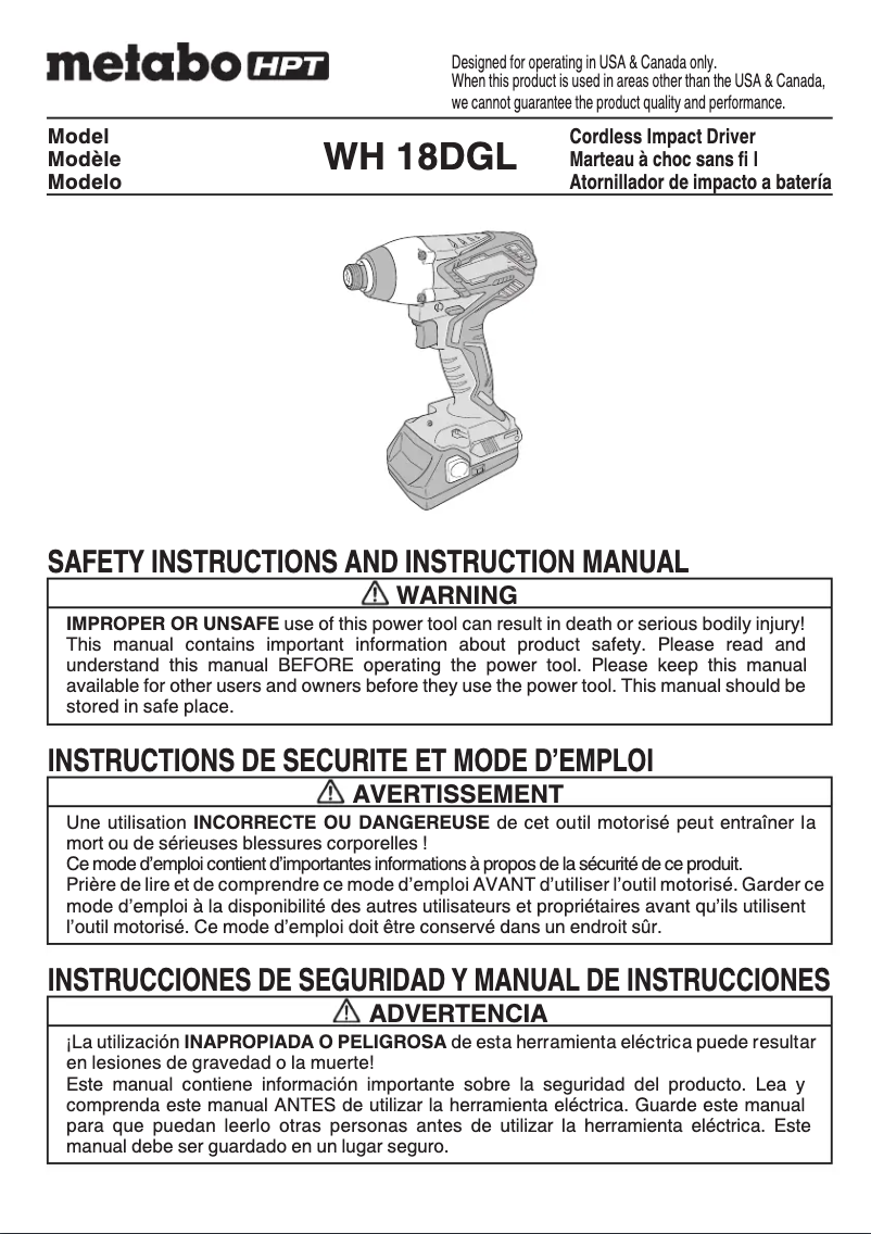 Imagen de la primera página del manual del dispositivo WH18DGL