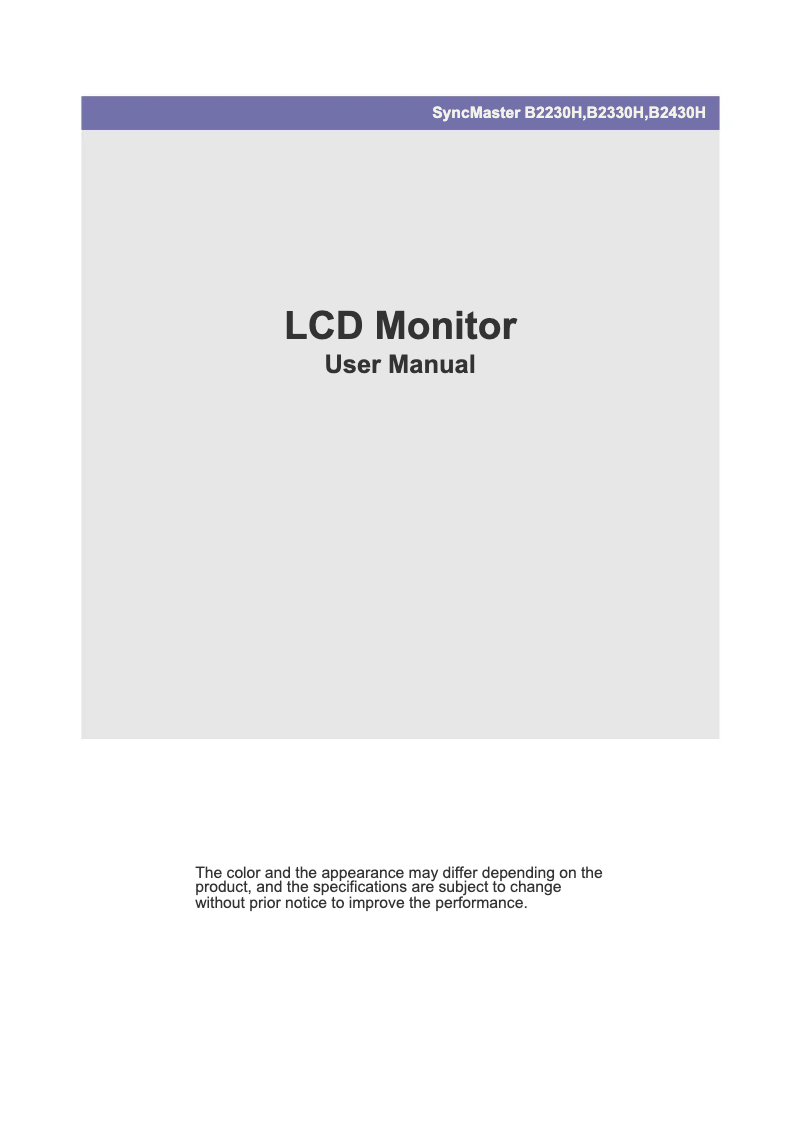 Imagen de la primera página del manual del dispositivo SyncMaster B2330H