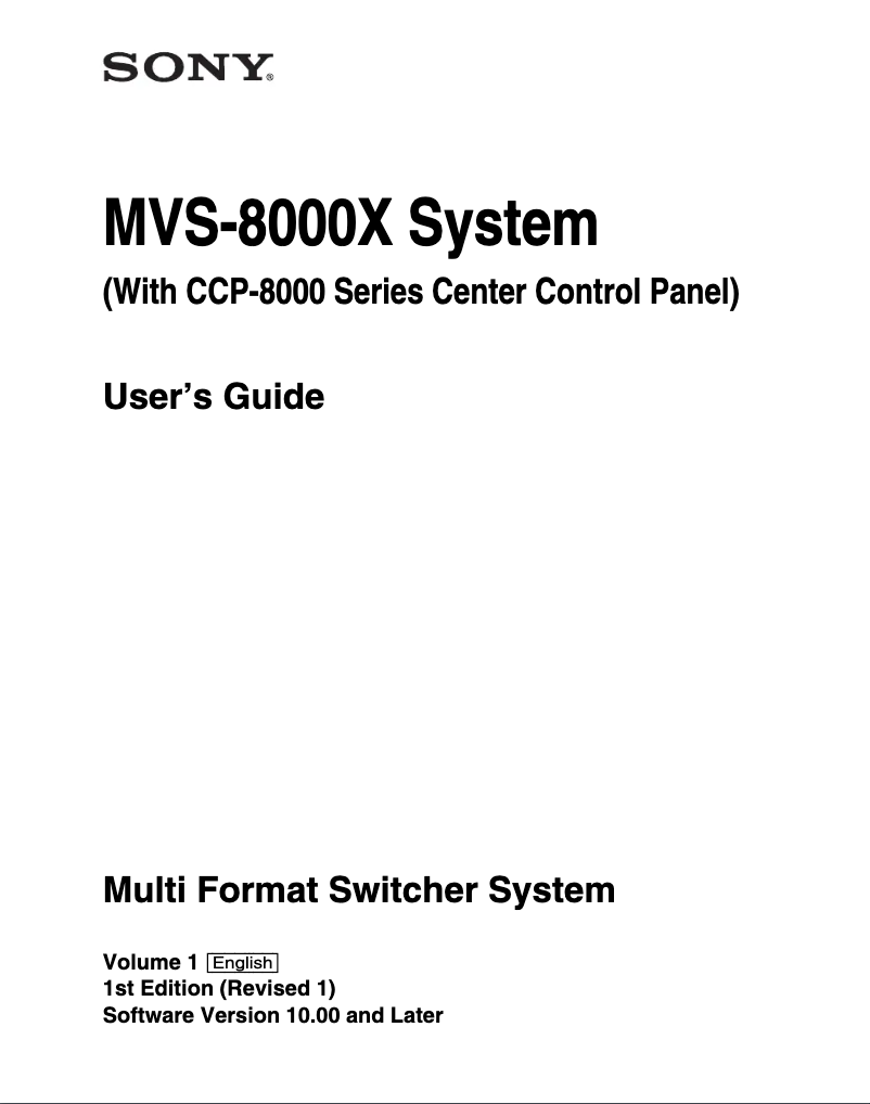 Imagen de la primera página del manual del dispositivo MVS-8000X