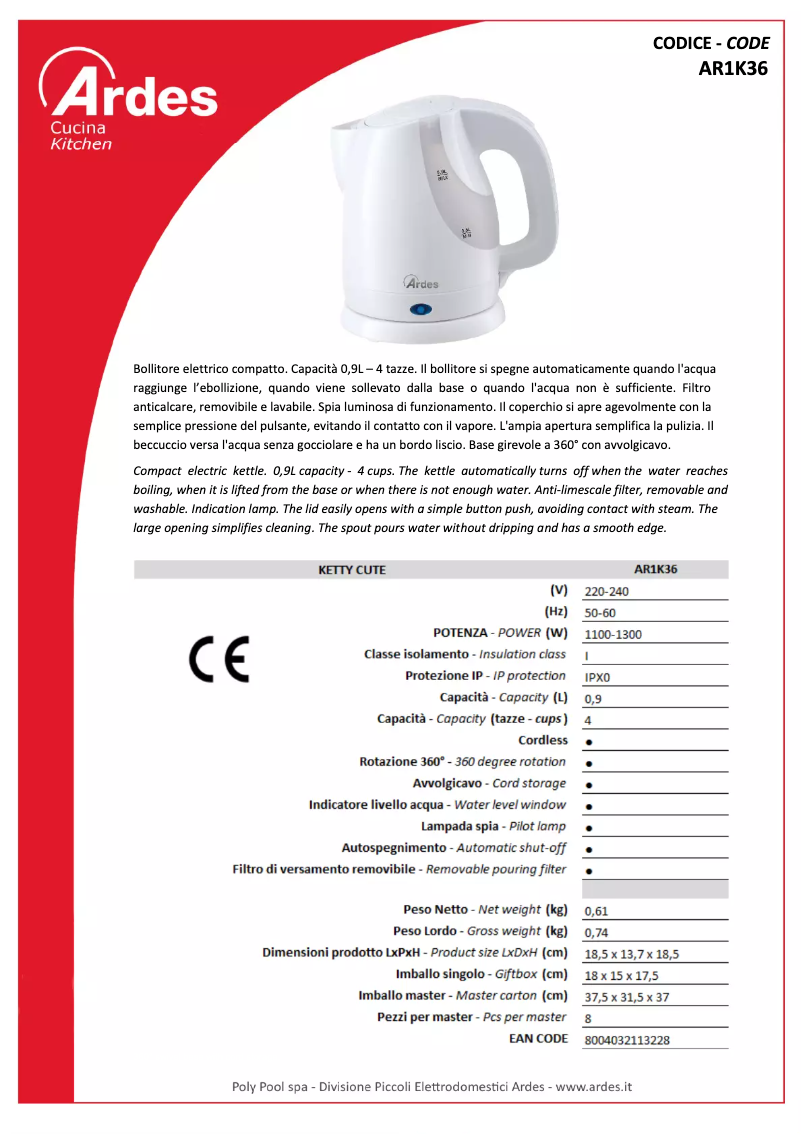 Imagen de la primera página del manual del dispositivo AR1K36