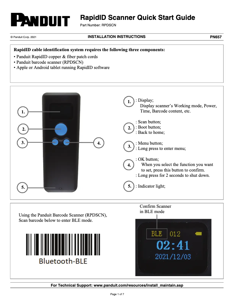 Imagen de la primera página del manual del dispositivo Scanner RPDSCN