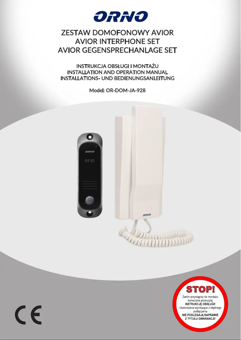 Página nº 1 - Manual de usuario ORNO OR-DOM-JA-928