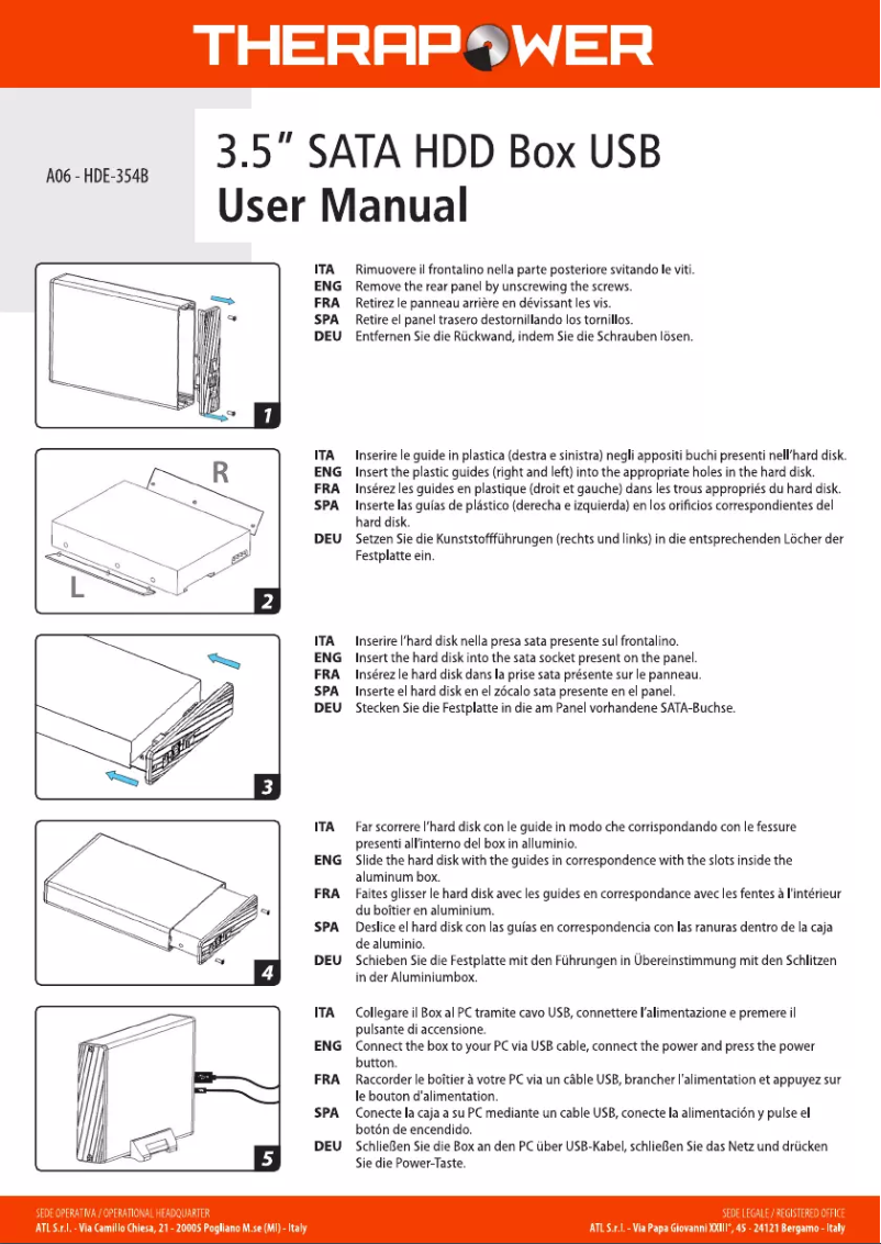 Imagen de la primera página del manual del dispositivo A06-HDE-354B