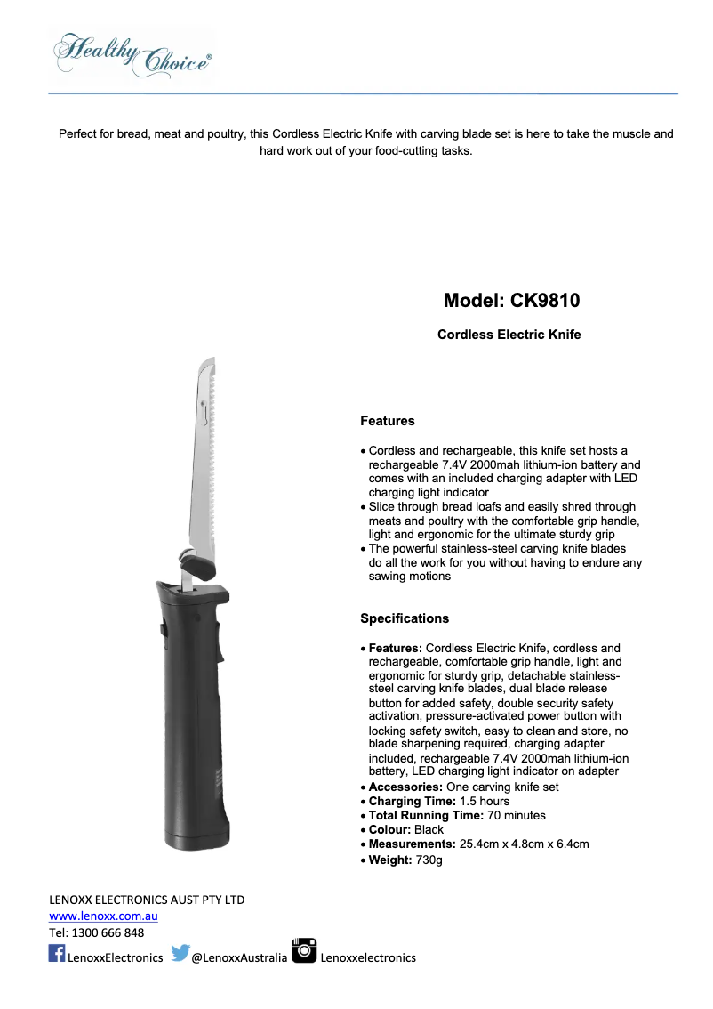 Imagen de la primera página del manual del dispositivo CK9810
