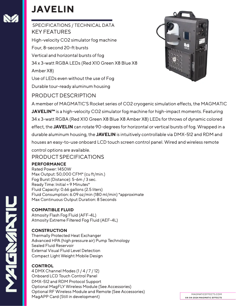 Imagen de la primera página del manual del dispositivo Javelin