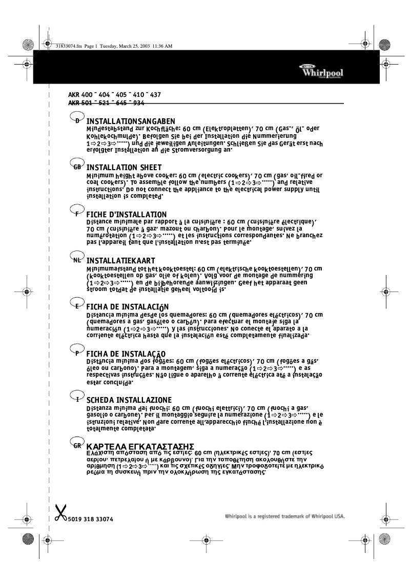 Imagen de la primera página del manual del dispositivo AKR 400/IX