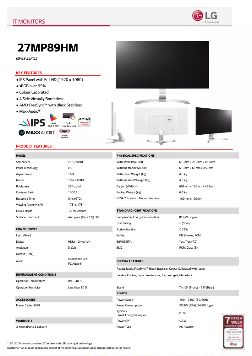 Imagen de la primera página del manual del dispositivo 27MP89HM-S