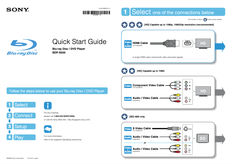 Imagen de la primera página del manual del dispositivo BDP-S550