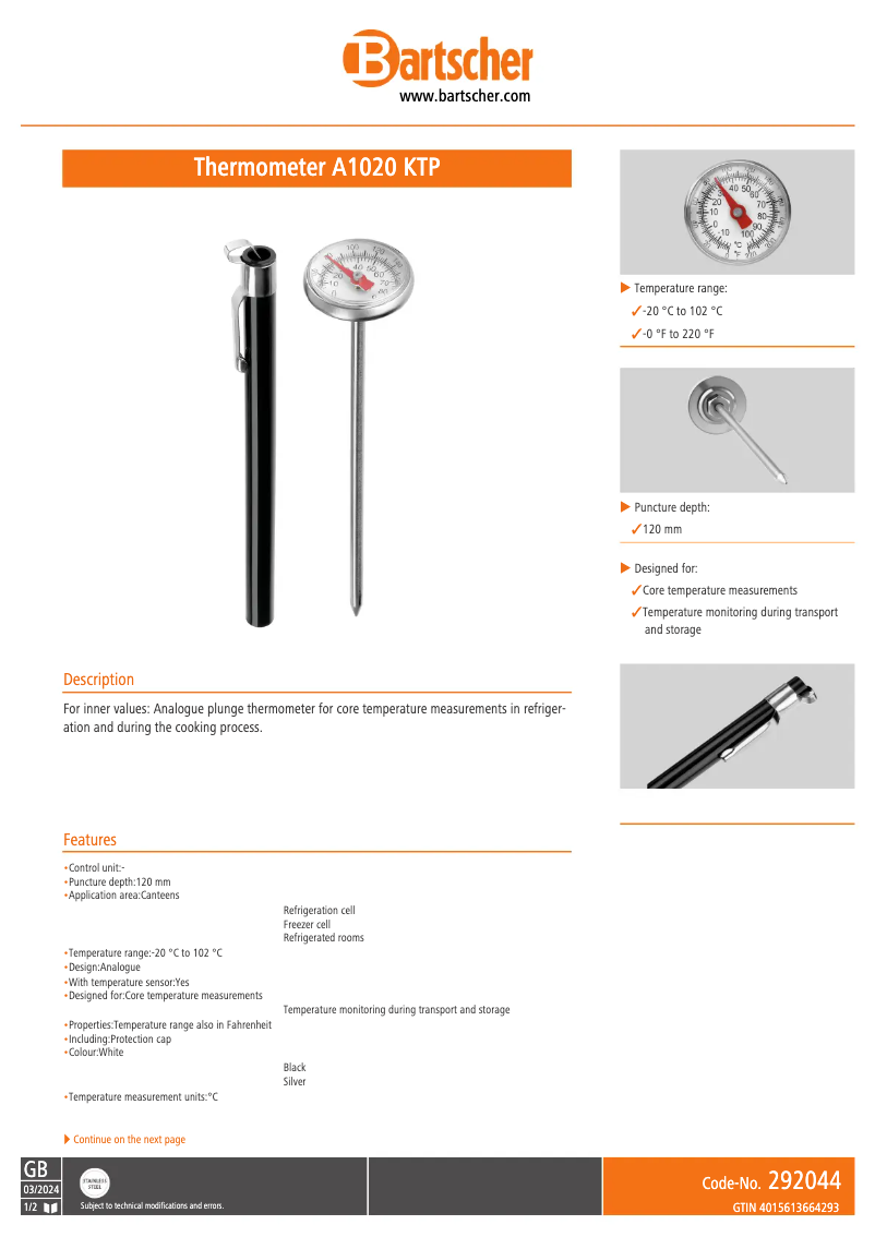 Página 1 del manual Manual de usuario Bartscher A1020 KTP