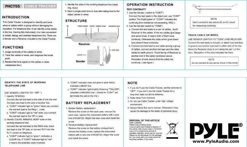 Imagen de la primera página del manual del dispositivo PHCT55
