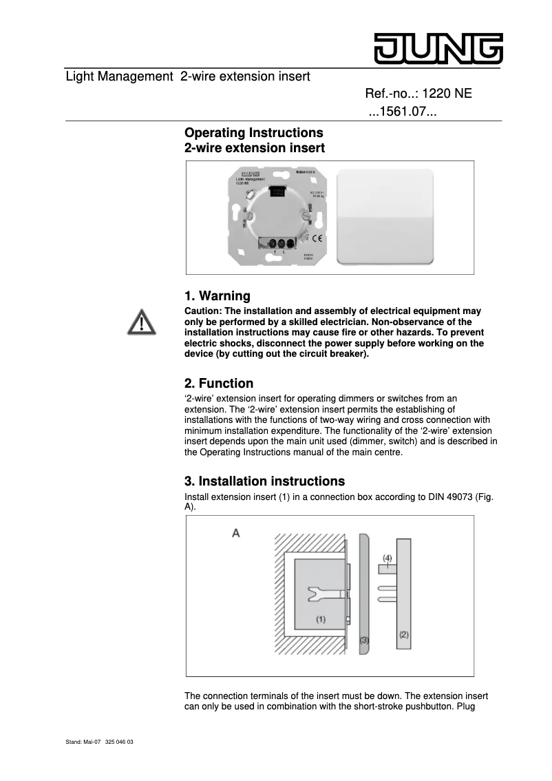 Página 1 del manual Manual de usuario JUNG A1561.07BFSW