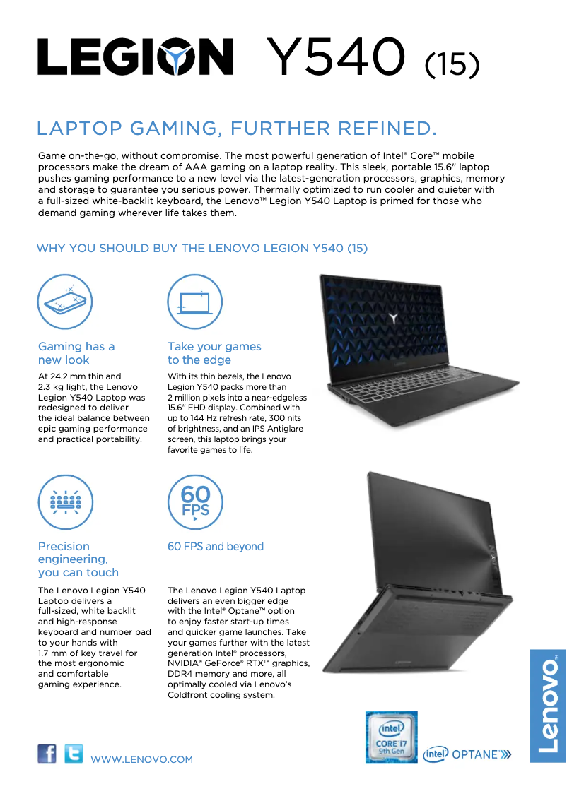 Página 1 del manual Folleto Lenovo Legion Y540