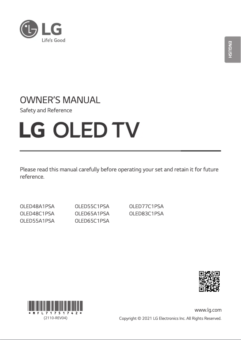 Imagen de la primera página del manual del dispositivo OLED83C1PSA