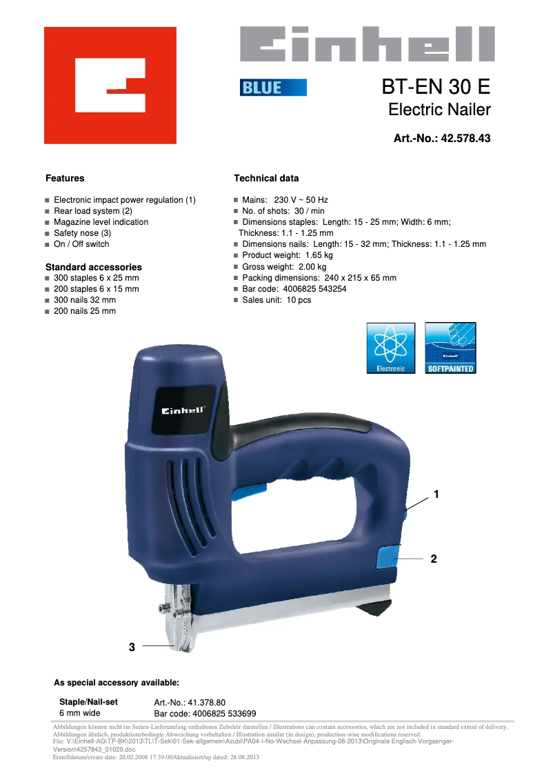 Página 1 del manual Manual de usuario Einhell BT-EN 30 E