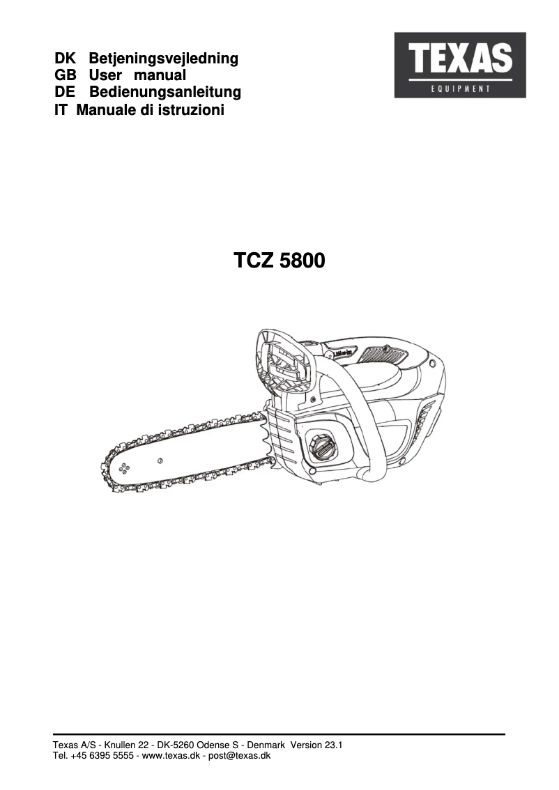 Imagen de la primera página del manual del dispositivo TCZ 5800