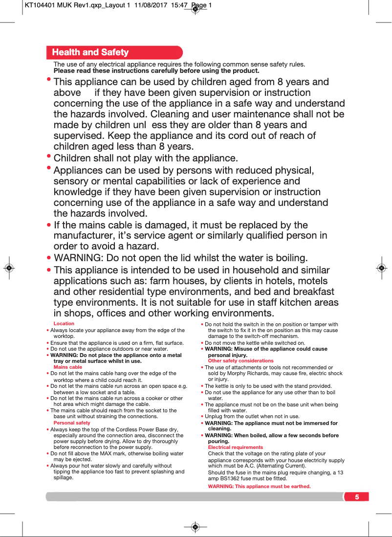 Página 1 del manual Manual de instrucciones Morphy Richards Evoke 104409