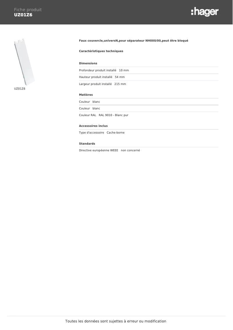 Imagen de la primera página del manual del dispositivo UZ01Z6