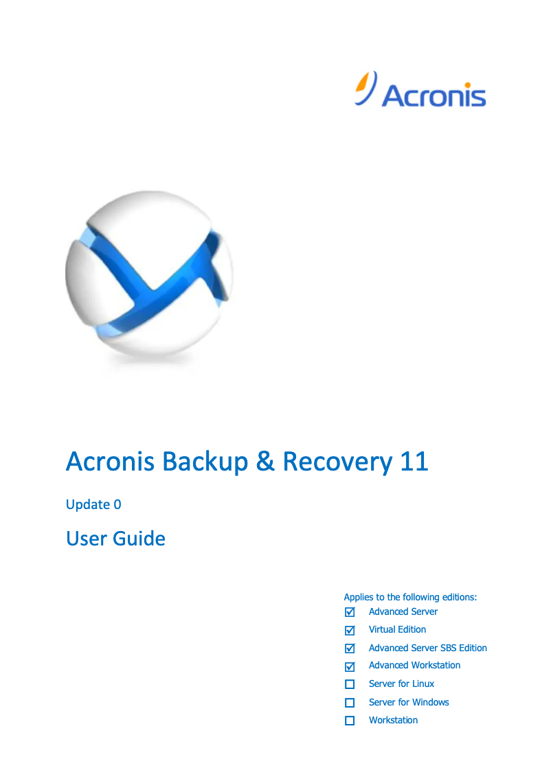 Imagen de la primera página del manual del dispositivo Backup & Recovery Advanced Server - 11.0