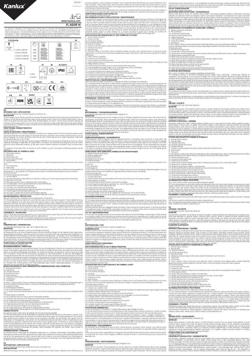 Página 1 del manual Manual de usuario Kanlux FL AGOR HI 240W NW