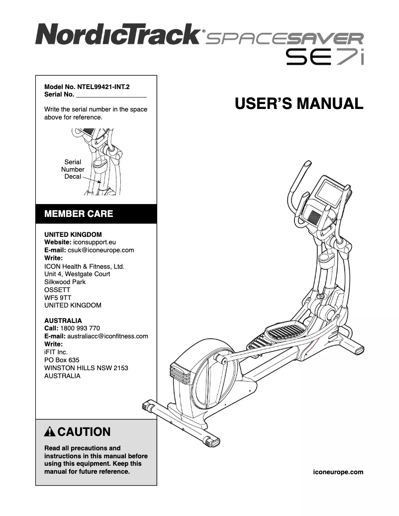 Imagen de la primera página del manual del dispositivo SpaceSaver SE7i