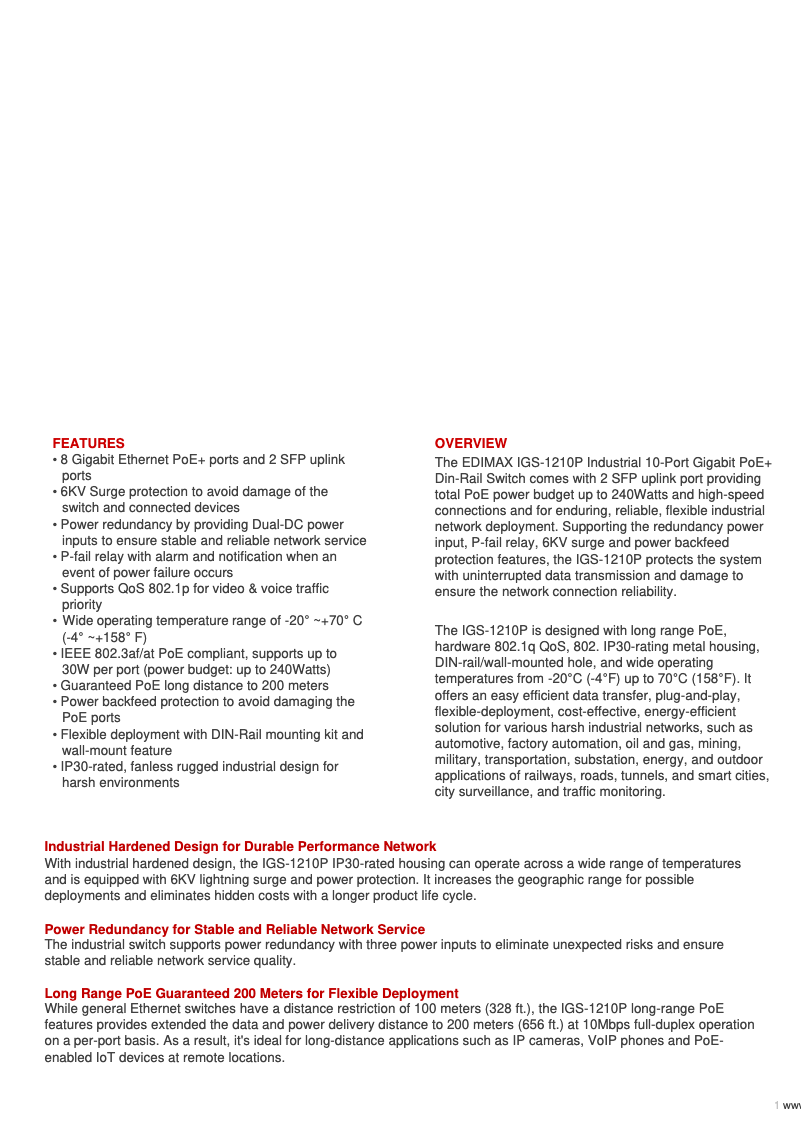 Imagen de la primera página del manual del dispositivo IGS-1210P