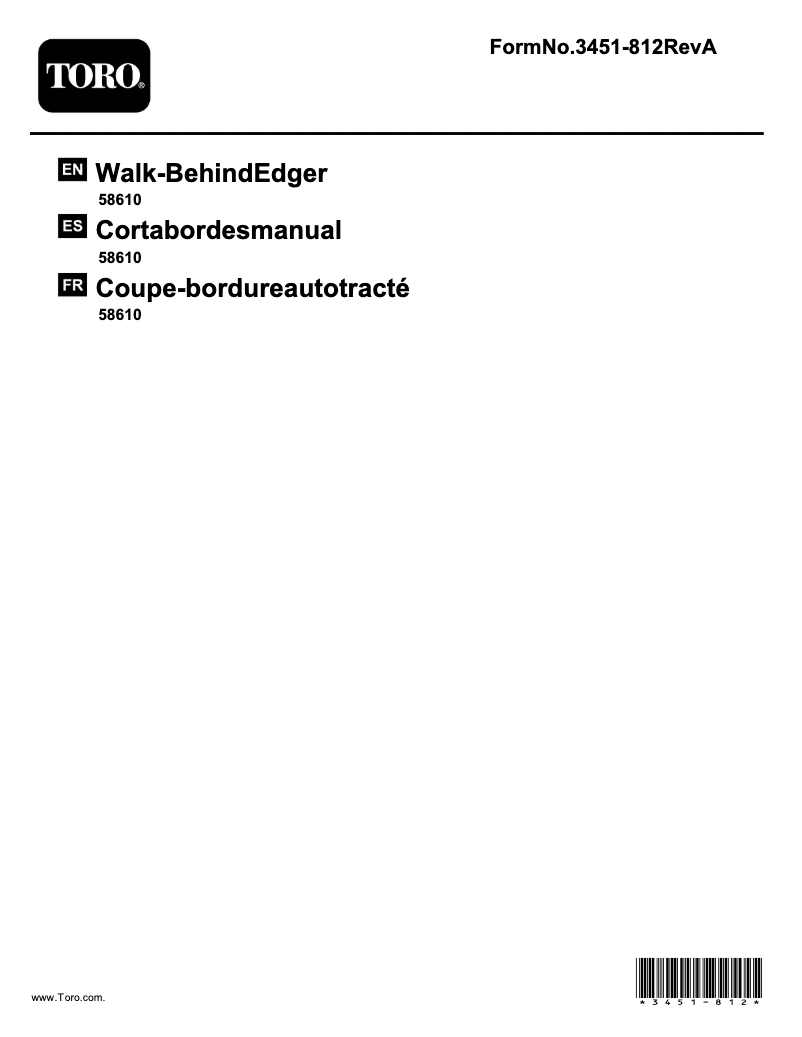 Página 1 del manual Manual de usuario Toro 58610