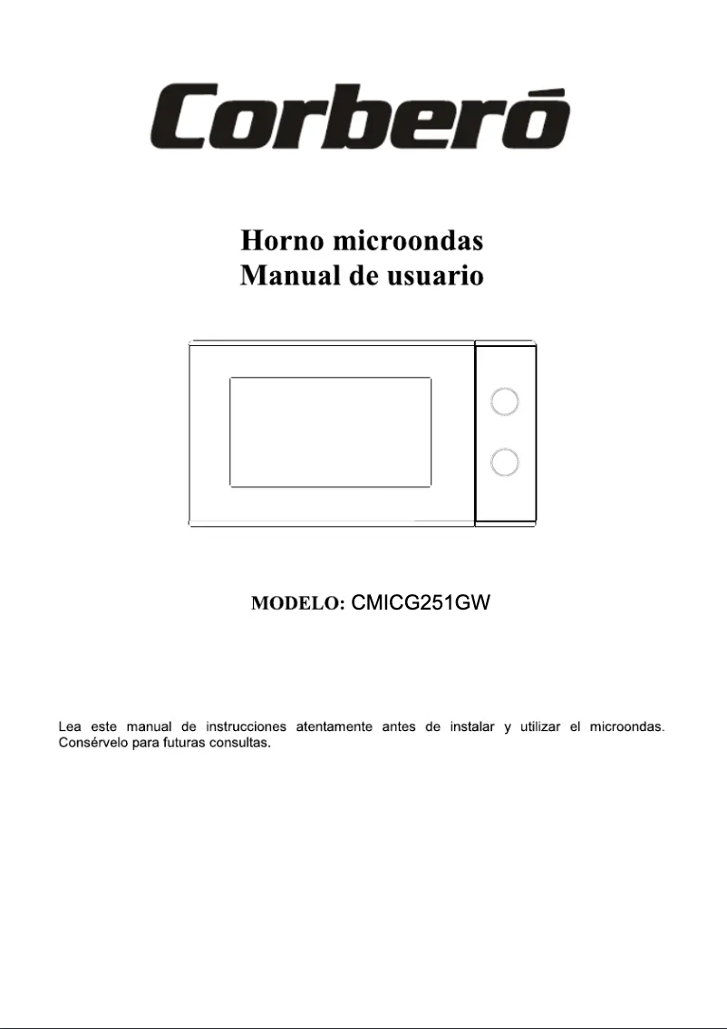 Página 1 del manual Manual de usuario Corbero CMICG251GW