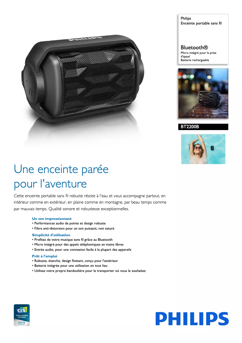 Página 1 del manual Ficha técnica Philips BT2200B