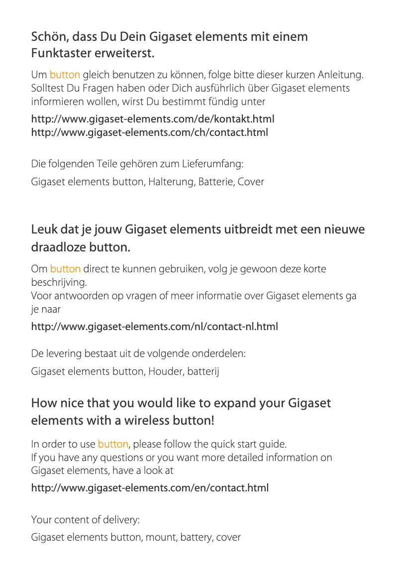 Imagen de la primera página del manual del dispositivo Elements Button