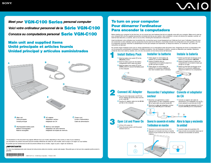 Imagen de la primera página del manual del dispositivo Vaio VGN-C150P