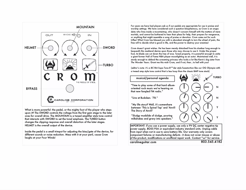 Imagen de la primera página del manual del dispositivo Crom