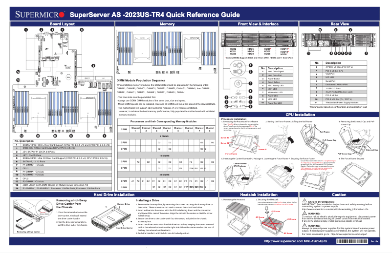 Imagen de la primera página del manual del dispositivo A+ Server 2023US-TR4
