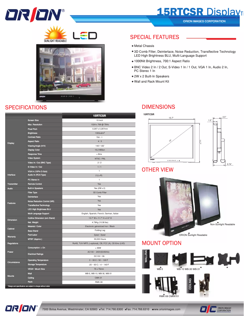 Página nº 1 - Manual de usuario Orion 15RTCSR