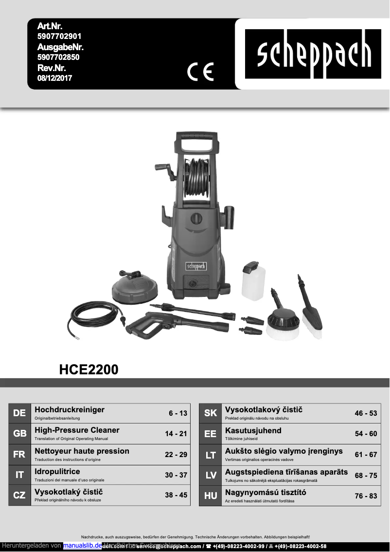 Página nº 1 - Manual de usuario Scheppach HCE2200