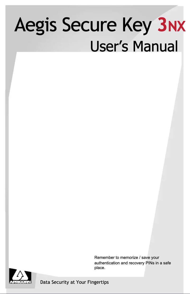 Página nº 1 - Manual de usuario Apricorn Aegis Secure Key 3NX