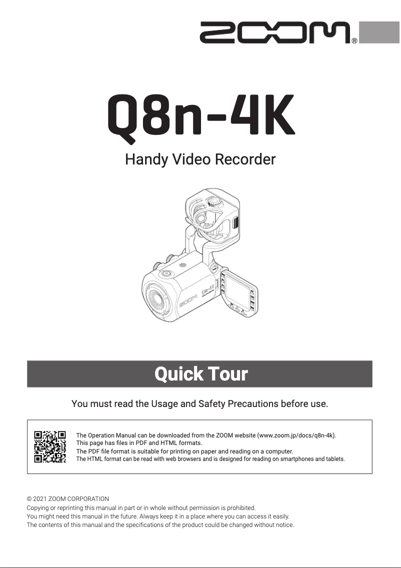 Página 1 del manual Guía de inicio rápido Zoom Q8N-4K